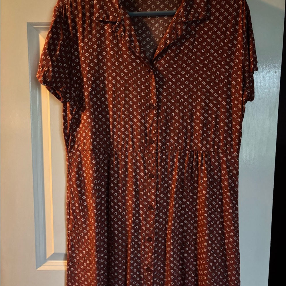 Vans Burnt Orange Mini Dress with White Floral Pattern